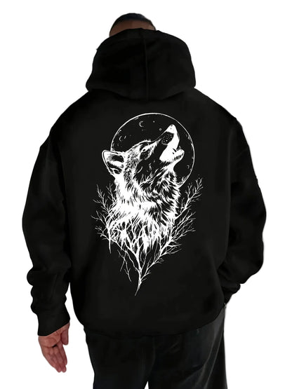 Dark Anime Streetwear Hoodie with Gothic Manga Wolf Graphic Artwork