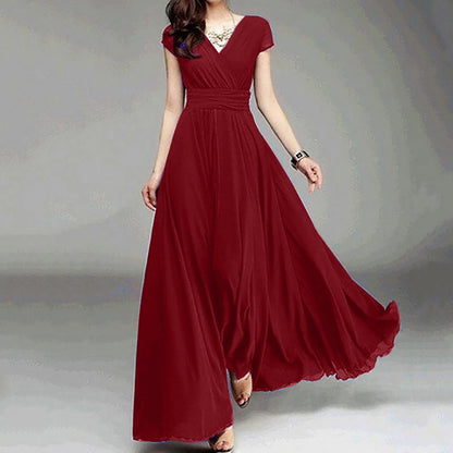 Flowing Pleated Alternative Eveningwear Maxi Dress