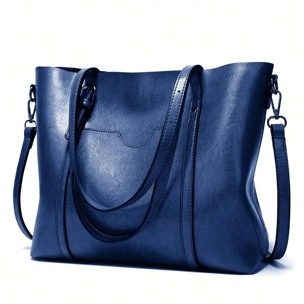 Structured Faux Leather Top Handle Tote Bag with Multi Carry Design