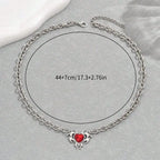 Heart Gem Chain Necklace for Gothic Romance and Alternative Fashion