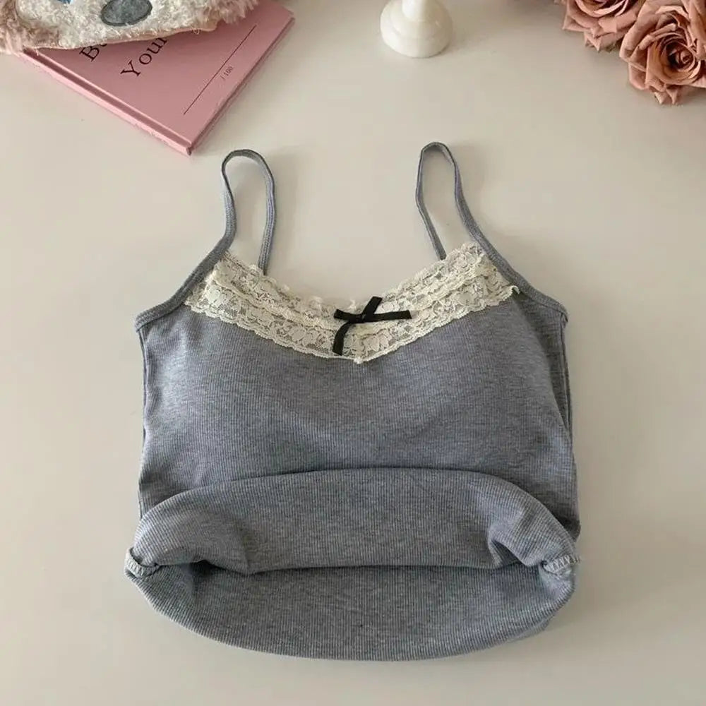 Minimalist Spaghetti Strap Knit Tank Top with Low Back Slim Everyday Fit