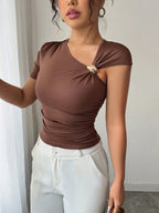 Asymmetrical One-Shoulder Crop Top with Slim Fit Minimalist Streetwear Summer Style