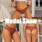 12-Piece Women’s Low-Rise Cotton Thong Panties Set with Ribbed Knit Texture, Lace-Trim Styling and Assorted Solid Colors