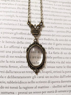 Vintage Ornate Mirror Pendant Necklace for Gothic Dark Academia Styling