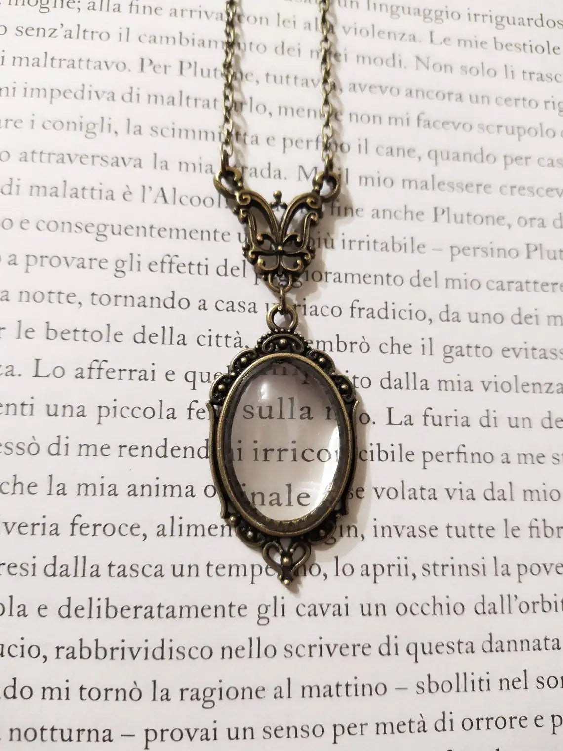 Vintage Ornate Mirror Pendant Necklace for Gothic Dark Academia Styling
