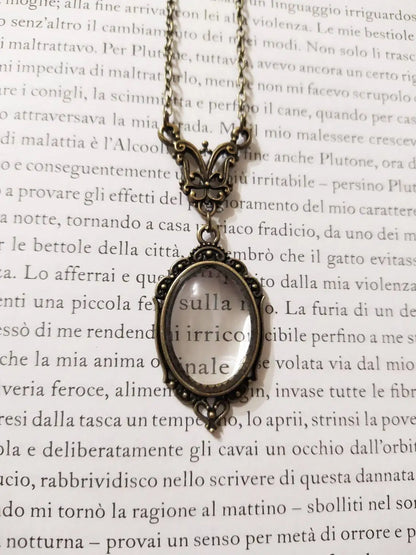 Vintage Ornate Mirror Pendant Necklace for Gothic Dark Academia Styling