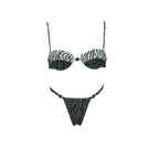 Three-Piece Zebra Print Swimwear Set with Matching Sheer Mesh Pants