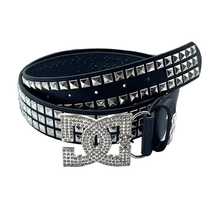 Rhinestone Studded Statement Belt for Y2K Glam Alternative Fashion