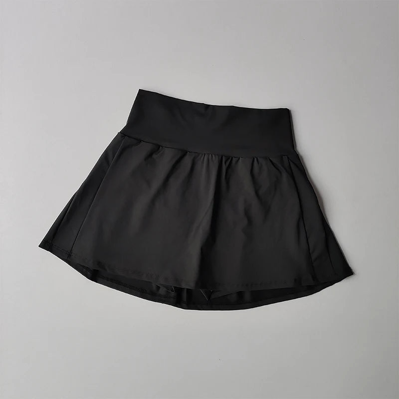 High Waist Athletic Skort with Flared Hem Performance Tennis Styling
