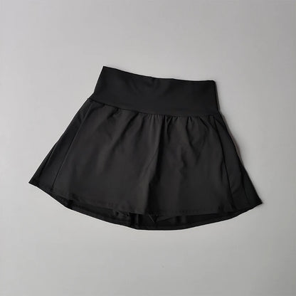 High Waist Athletic Skort with Flared Hem Performance Tennis Styling