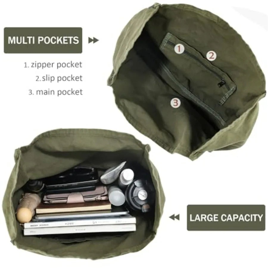 Large Slouchy Canvas Hobo Tote Bag with Relaxed Everyday Shoulder Design
