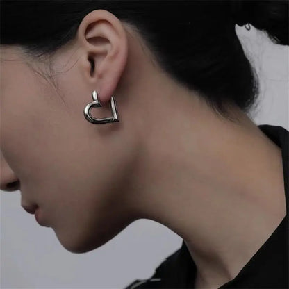 Heart Outline Stud Earrings Romantic Alternative Fashion Jewelry