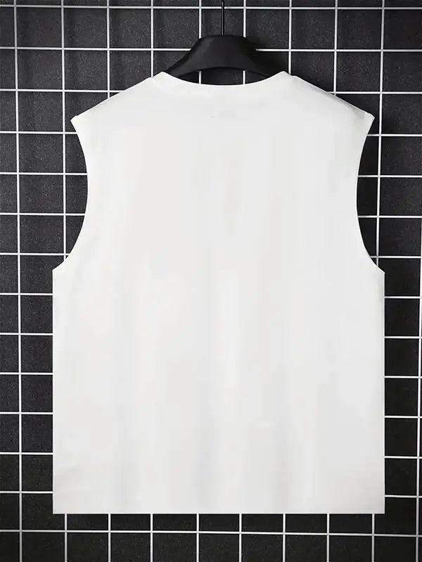 Artistic Cotton Tank Top with Retro Illustration Panels and Contemporary Streetwear Appeal