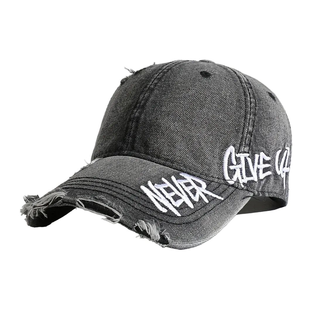 Vintage Distressed Baseball Cap Embroidered Curved Brim Casual Streetwear Fashion Hat
