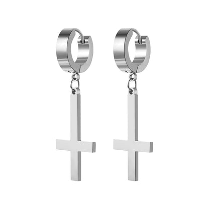 Gothic Cross Hoop Earrings for Punk and Alternative Statement Styling