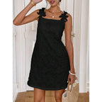 Floral Accent Gothic Mini Dress with Anime-Inspired Feminine Streetwear Style