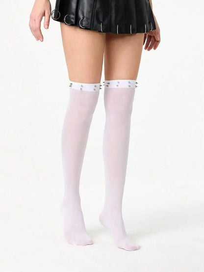 Decorative Bow Knee High Socks with Minimalist Everyday Design for Contemporary Fashion Styling