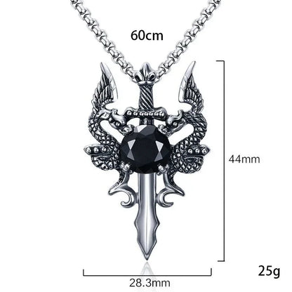 Dragon Sword Cross Pendant Necklace for Gothic Alternative Fashion