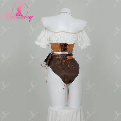 Women's Faux Leather Bodysuit Set with Waist Belt, Gloves and Utility Accessories