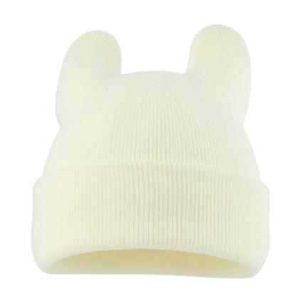 Cute Cat Ear Acrylic Knit Beanie for Playful Streetwear Casual Winter Everyday Fashion Style