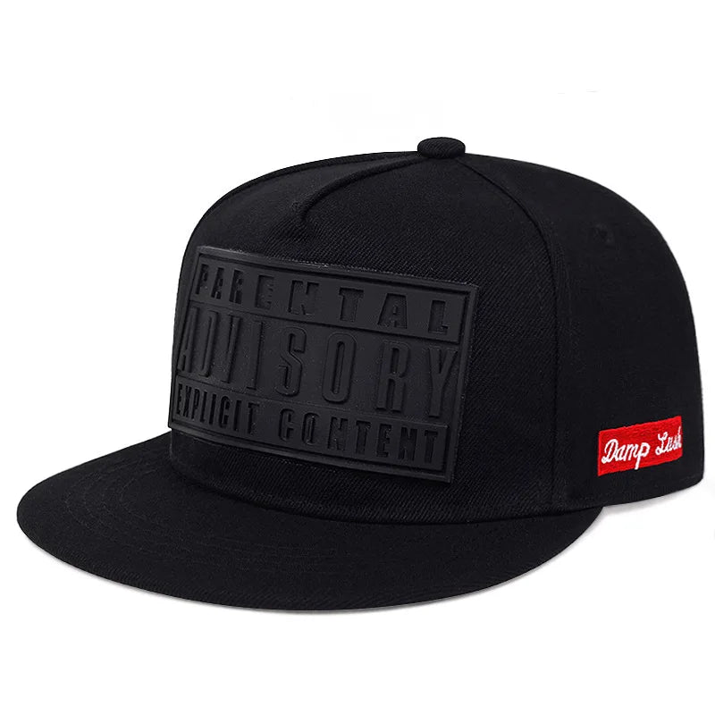 Adjustable Flat Brim Baseball Cap with Graphic Patch for Contemporary Streetwear Fashion Style