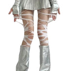 Distressed Cutout Fishnet Tights Gothic Punk Alternative Fashion Statement Hosiery