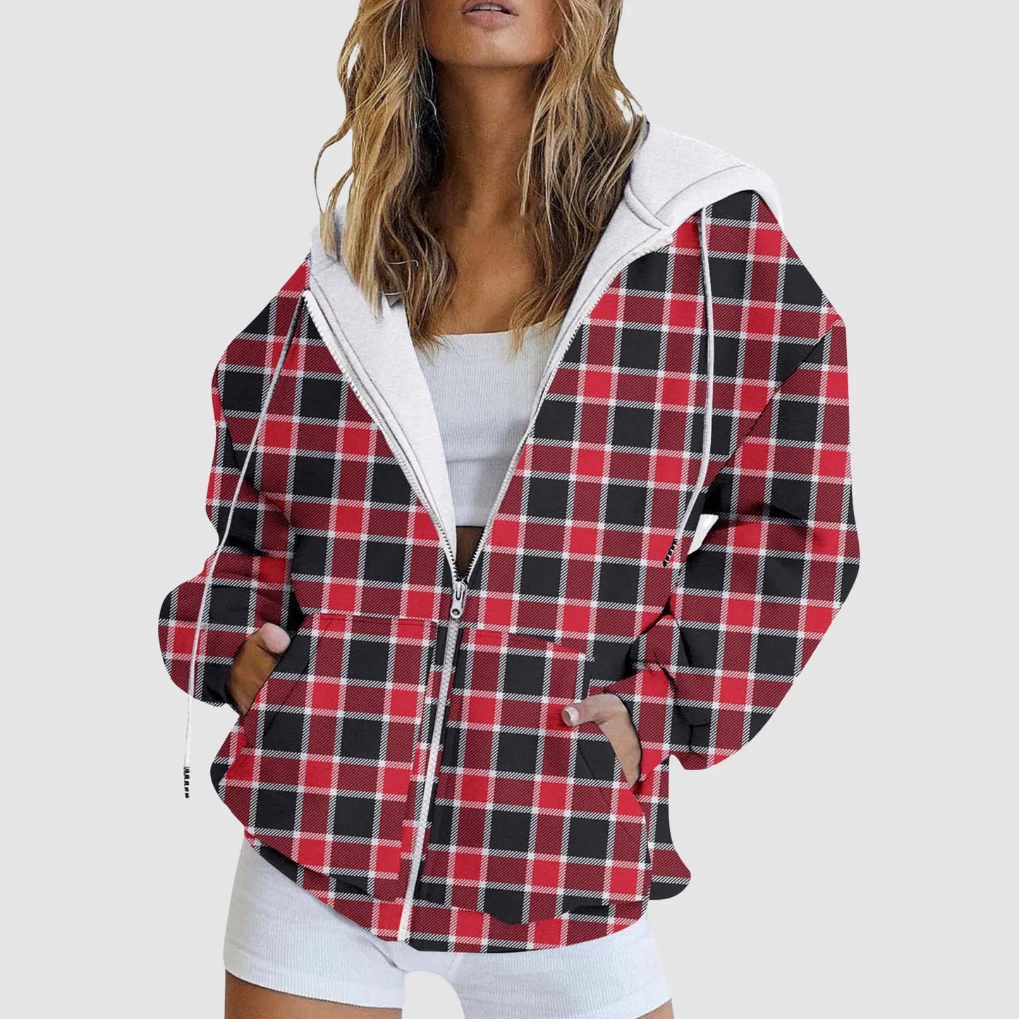 Women's Gradient Zip-Up Hoodie with Relaxed Casual Streetwear Everyday Layering Fit