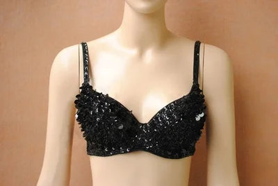 Glamorous Rhinestone-Studded Plunge Bra with Crystal Embellishments