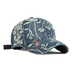 Vintage Floral Print Washed Baseball Cap with Curved Brim for Casual Streetwear Everyday Style