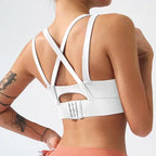 Mauve Criss-Cross Back Sports Bra with Keyhole Detail and Adjustable Band