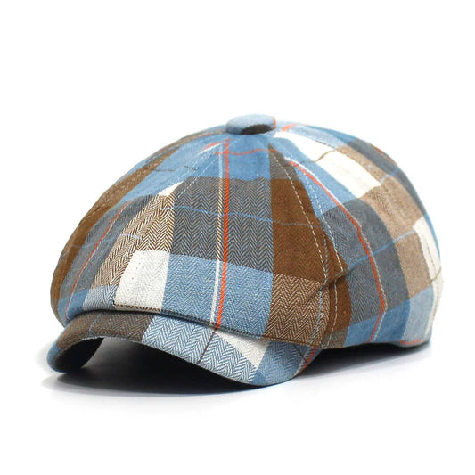 Vintage Plaid Ivy Flat Cap Classic Cotton Newsboy Streetwear Casual Hat