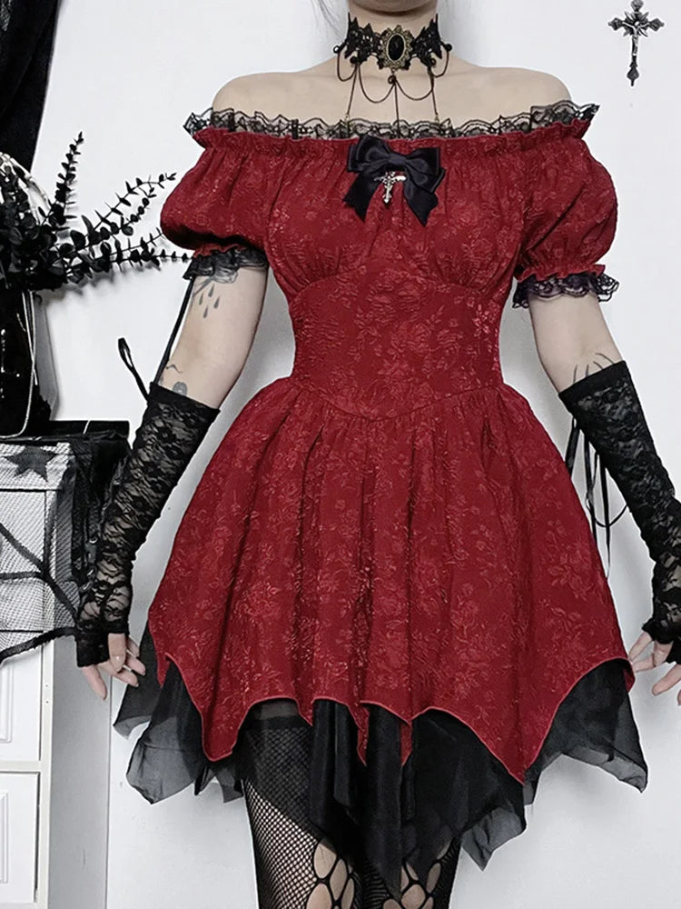 Layered Gothic Corset Dress with Dramatic Alternative Fashion Details