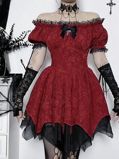 Layered Gothic Corset Dress with Dramatic Alternative Fashion Details