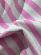 Pastel Pink and White Striped Triangle String Bikini