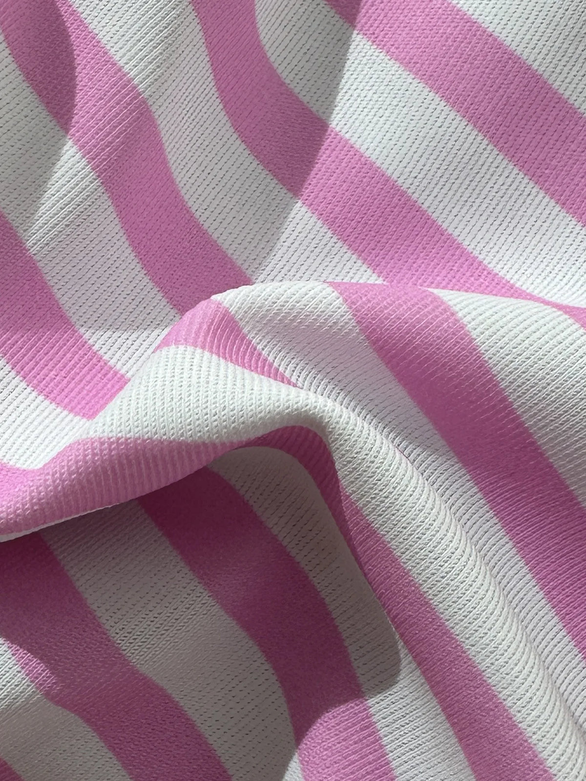 Pastel Pink and White Striped Triangle String Bikini