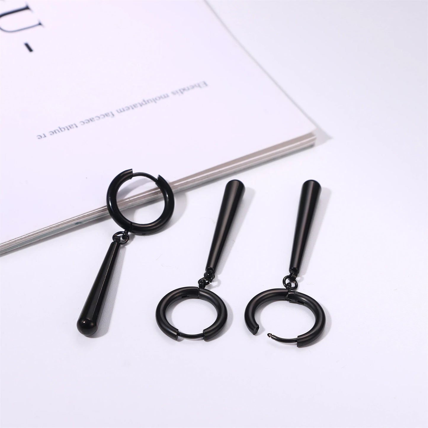 Minimalist Triple Hoop Drop Earrings for Punk and Alternative Fashion Looks
