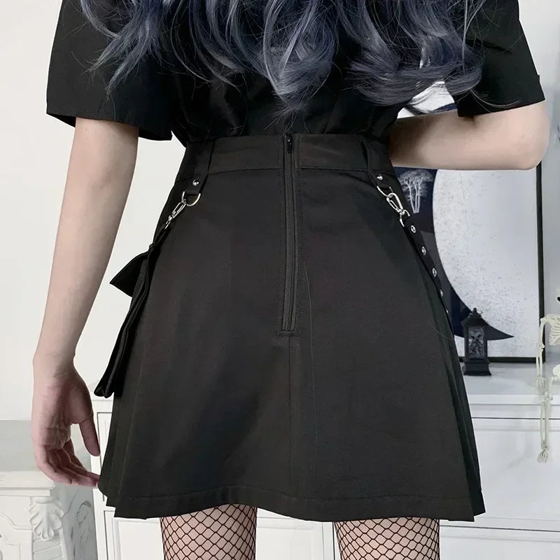 High Waist Utility Pocket Mini Skirt Punk Inspired Alternative Fashion Bottom