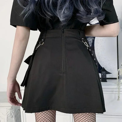High Waist Utility Pocket Mini Skirt Punk Inspired Alternative Fashion Bottom