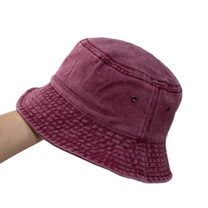 Washed Cotton Bucket Hat Flat Crown Casual Streetwear Outdoor Fisherman Style Hat