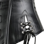 Olive Green Steampunk Underbust Corset with Metallic Hardware and Ribbon Tie Accents
