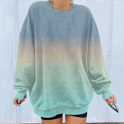 Women's Gradient Oversized Hooded Sweatshirt for Relaxed Contemporary Casual Streetwear Fashion