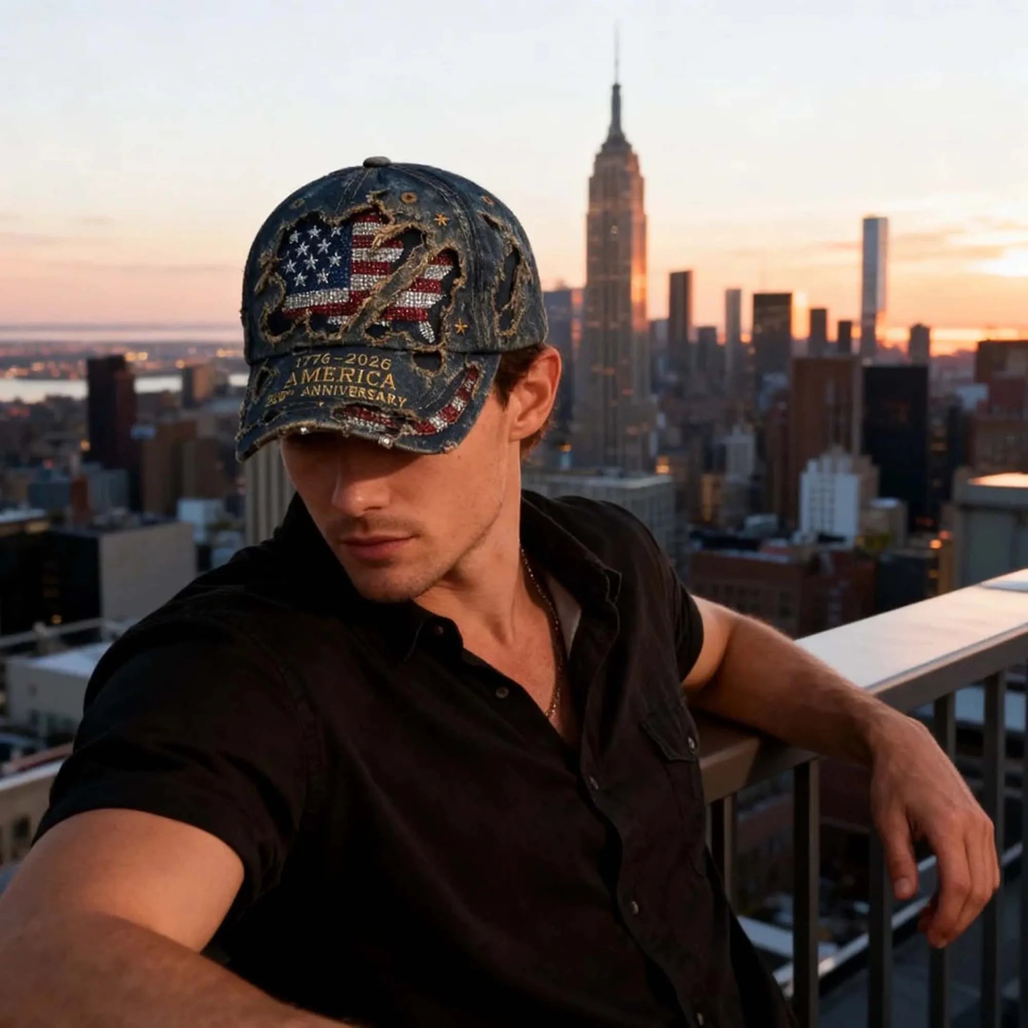 Vintage Distressed Embroidered Baseball Cap with Adjustable Fit for Casual Streetwear Style