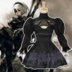 Elaborate Dark Fantasy Gothic Mini Dress with Intricate Embroidery and Puff Sleeves