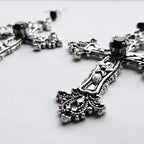 Ornate Cross Drop Earrings for Gothic Punk and Dark Romantic Styling