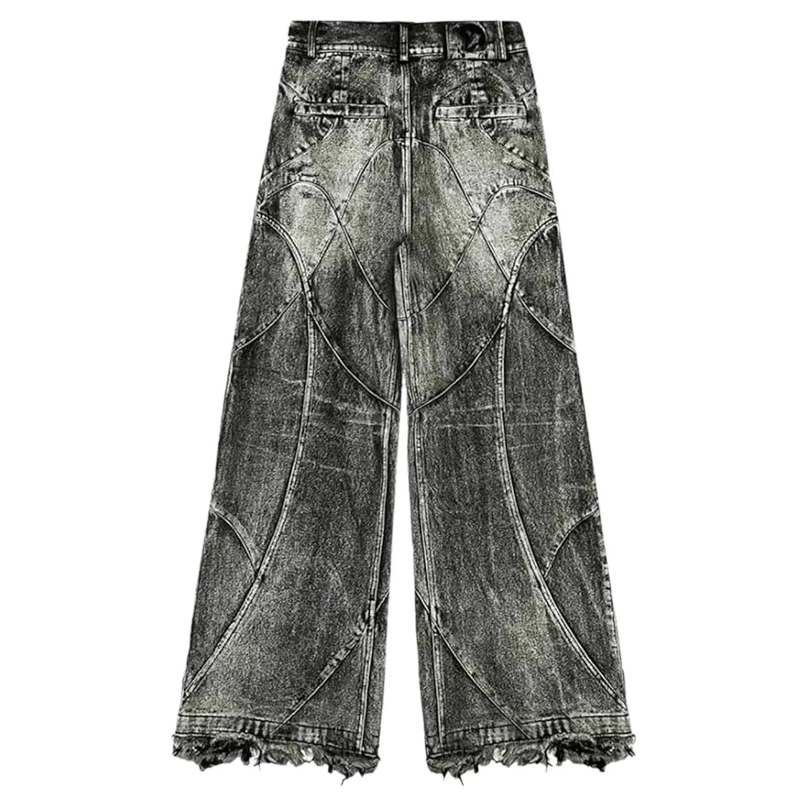 Retro Washed Wide Leg Straight Denim Pants with Low Rise Streetwear Inspired Loose Fit