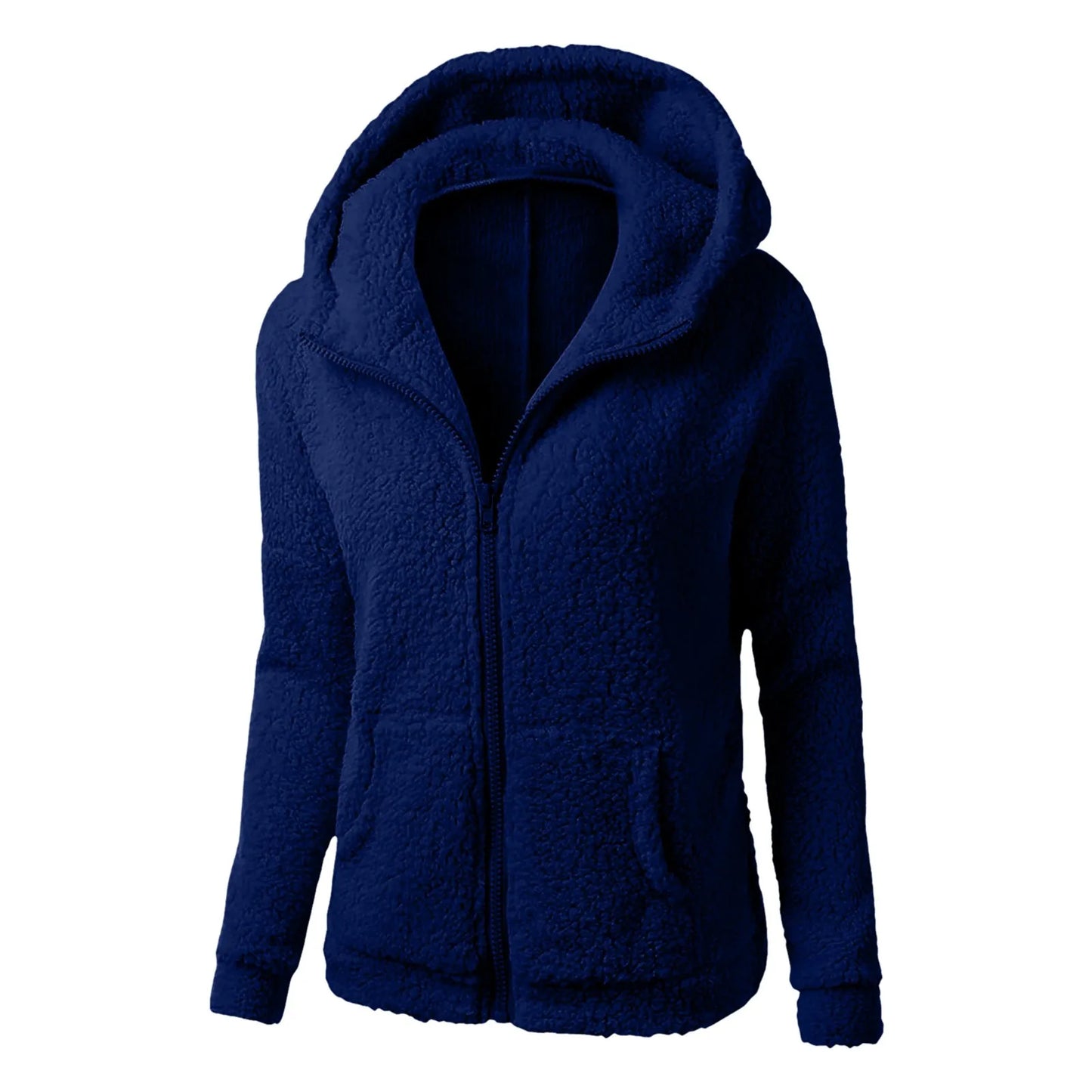 Women's Plush Zip-Up Hooded Fleece Jacket with Relaxed Fit for Everyday Streetwear Style