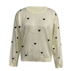 Women's Heart Pattern Relaxed Fit Knit Pullover Streetwear Sweater
