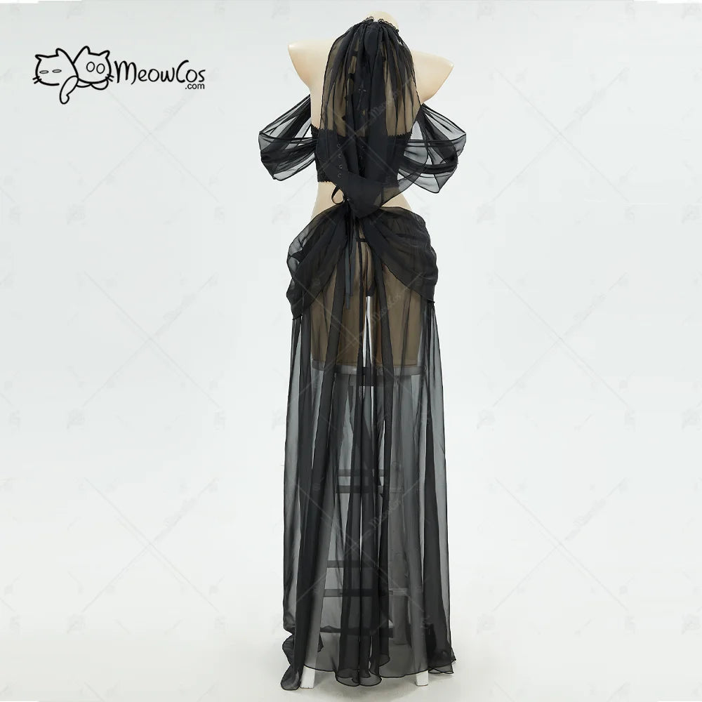 Women's Avant Garde Halter Bodysuit With Sheer Maxi Overlay And Dramatic Puff Sleeves