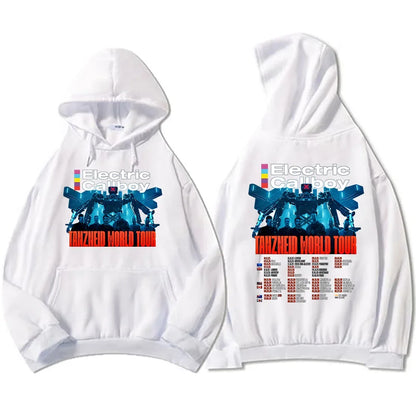 Vintage Tour Style Graphic Hoodie with Relaxed Streetwear Fit and Back Print