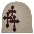 Abstract Graphic Polyester Knit Beanie for Modern Streetwear Casual Winter Everyday Fashion Style